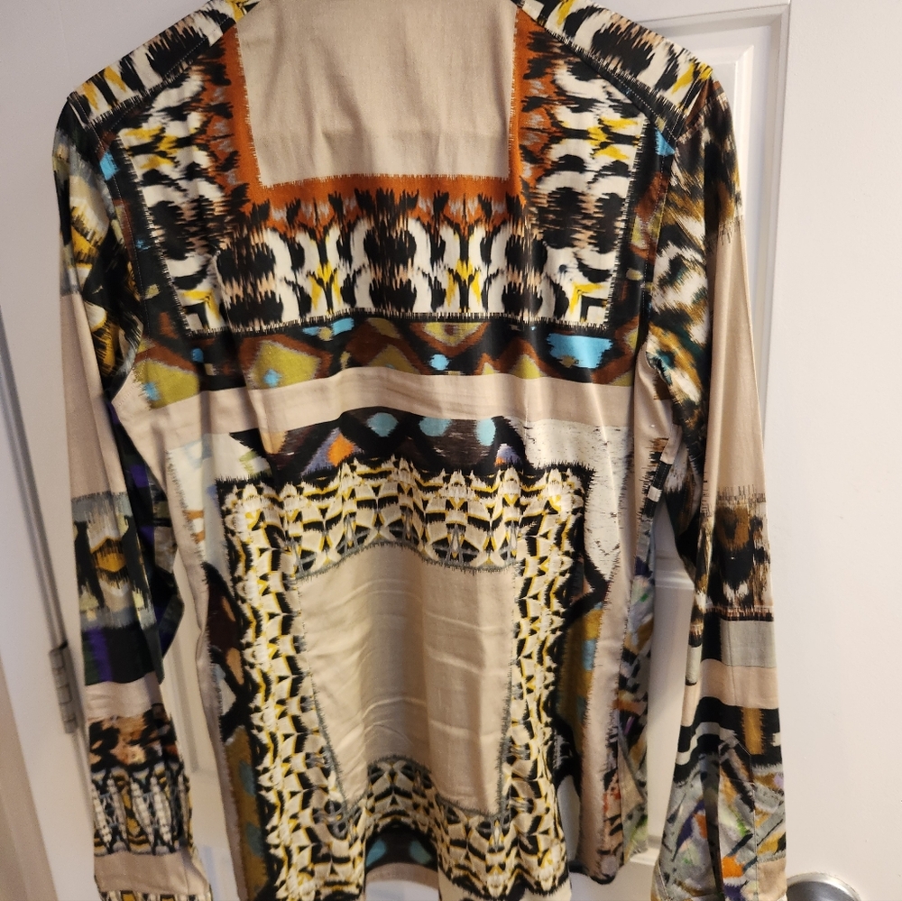 Etro Abstract Print Button-Up Blouse in Cotton/Elastane Blend - Picture 6 of 8